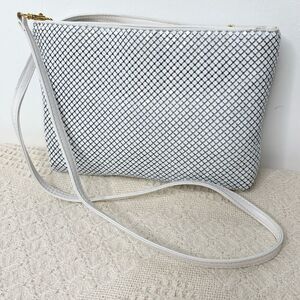 Vintage Whiting & Davis White Alumesh Convertible Clutch Crossbody Bag Bridal